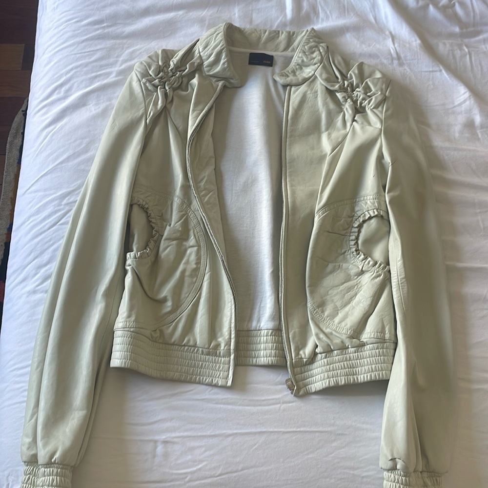 Fendi Cream Leather Jacket
